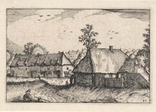 Landscape with large barns