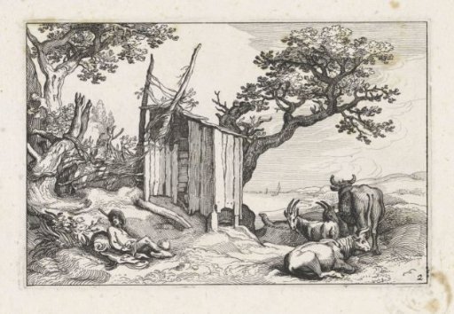 Landscape with a wooden barn