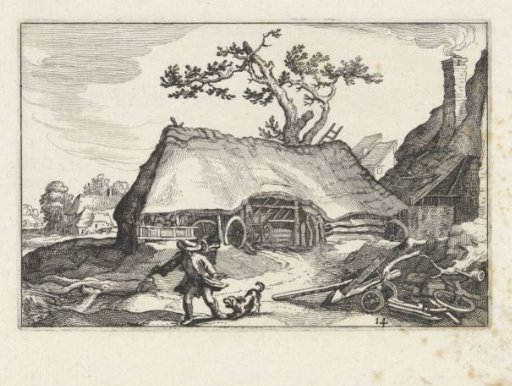 Barking dog at a farmhouse