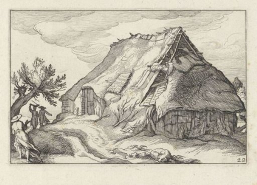 Farmhouse with collapsed thatched roof