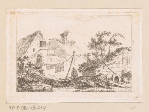 Landscape with a farm and a clothesline