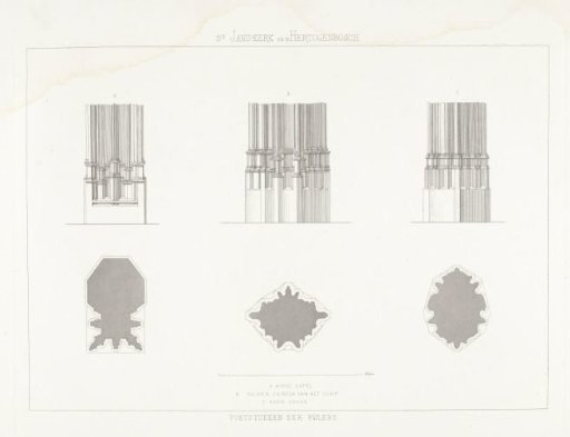 Section and Side View of Pillar Pedestals
