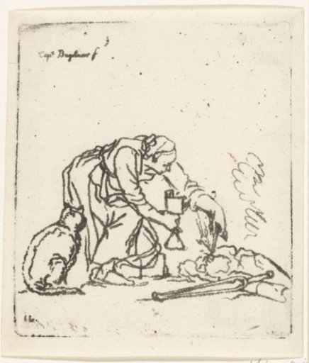 Woman with a matchstick and lamp