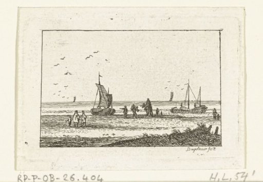 View of the Beach with Two Boats and a Rider