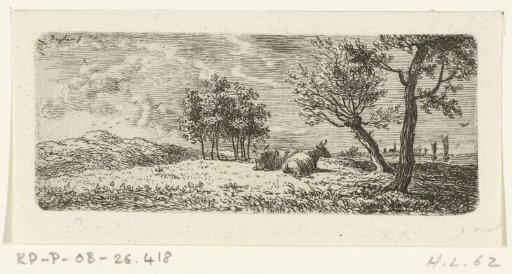 Landscape with two recumbent cows