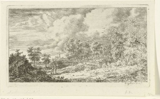 Landscape with two walkers