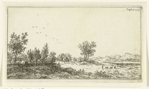 Landscape with a boy and three sheep