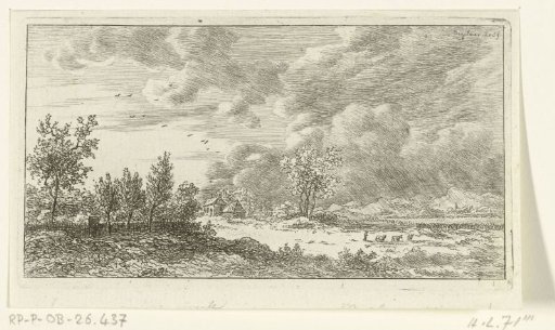 Landscape with a boy and three goats