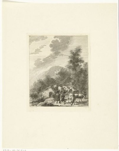 Soldiers driving a herd of cows over a bridge