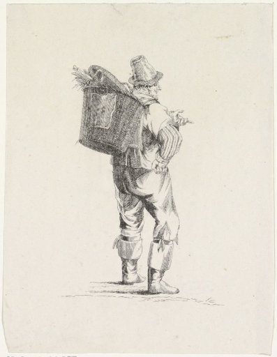 Street vendor with a basket on his back