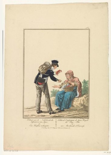 Standing soldier with a lobster seller