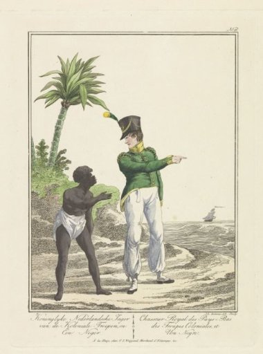 Colonial soldier with an African