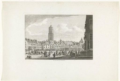 City view with the De Neude square and Dom in Utrecht