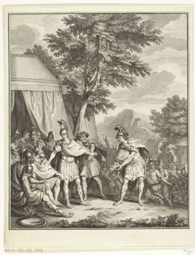 Telemachus shows the head of Iphikles to Adrastus