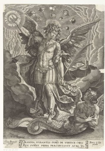 Saint Michael casting out the rebellious angel from heaven