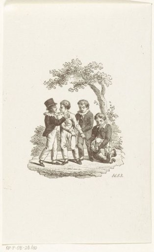 Four Children Quarrelling over a Dog