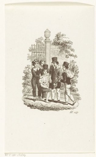 Four Children Dressing a Boy in Rags Neatly