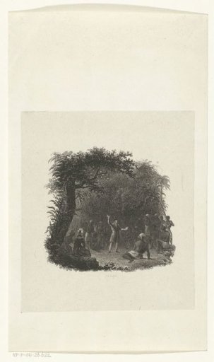 Edwin Bligh Reads from the Bible to Enslaved African Americans in a Forest in Mississippi