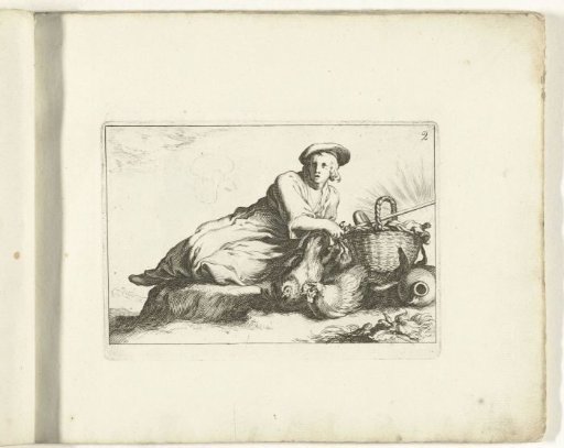 Reclining woman with chickens
