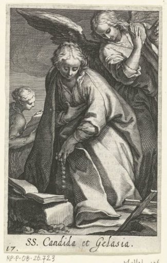 Saint Candida and Saint Gelasia as hermitesses with an angel