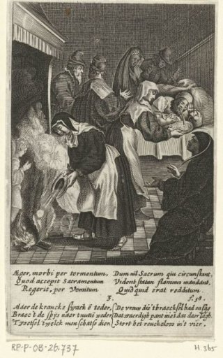 The vomited host of a sick man being thrown into the fire