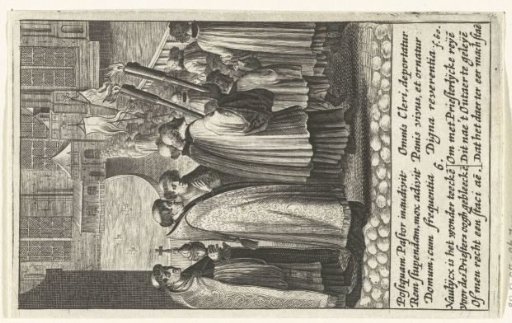 Host carried in procession to the church
