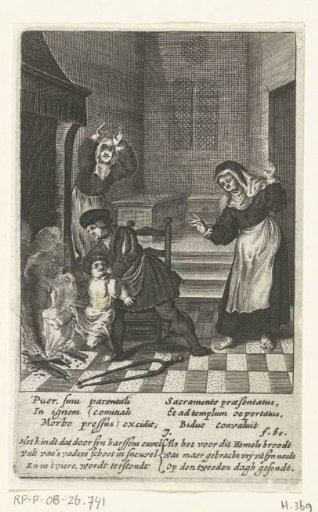 Child falls from his father's lap into the fire