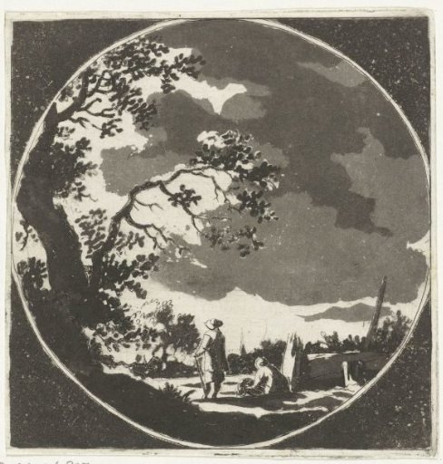 Landscape with two walkers