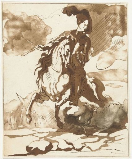 Horseman with dog