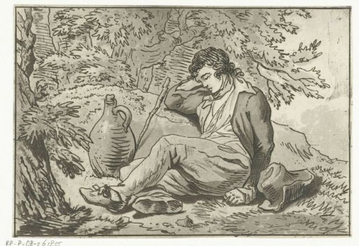 Seated sleeping boy