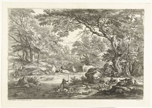 Landscape with resting hunters