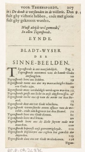 Bookmark for the images from: Franciscus Lijftocht, Voor-winckel van patientie in den droeven tegenspoedt (…), 1679, vol. 1