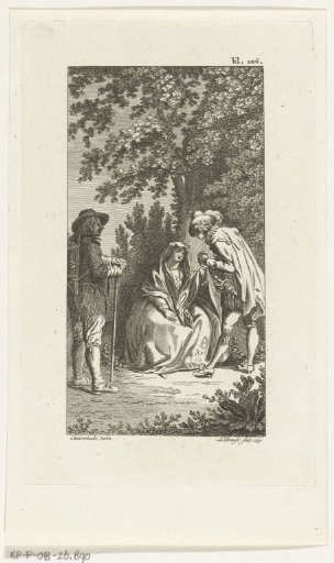 Lady being courted by a gentleman