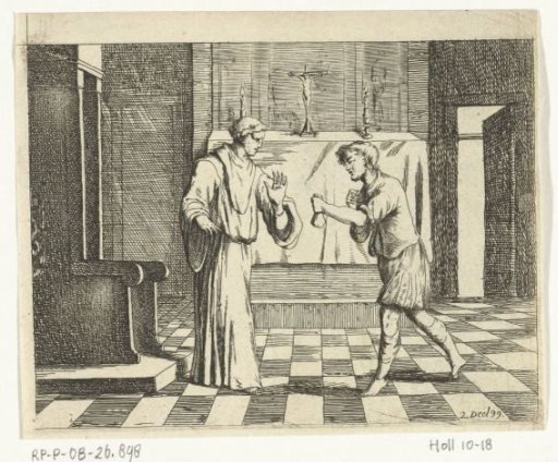 Gusman d'Alfarache hands over money to a clergyman