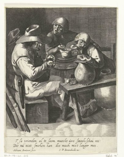 Four Peasants Sitting Around a Cask