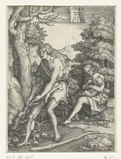 Adam and Eve at work outside Paradise