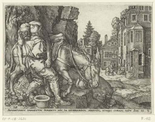 The Good Samaritan Laying the Wounded Man on His Donkey