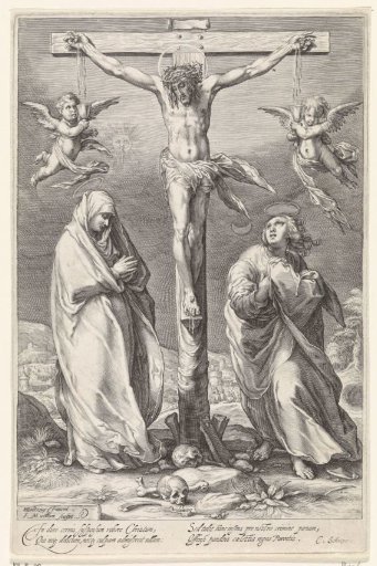 Christ on the cross, with John and Mary