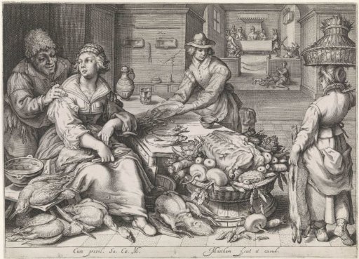 Kitchen piece with the parable of the rich man and poor Lazarus