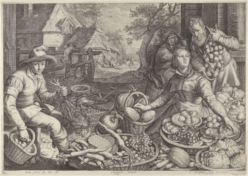 Market scene and the Rest on the Flight into Egypt