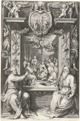 Nativity of Christ, with Peter and Paul