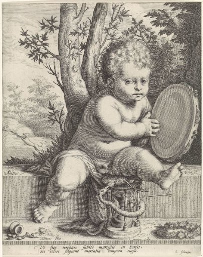 Child with Tambourine and Hourglass