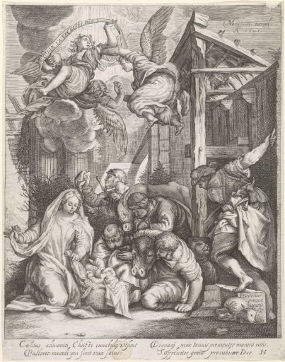 Adoration of the Shepherds with angels