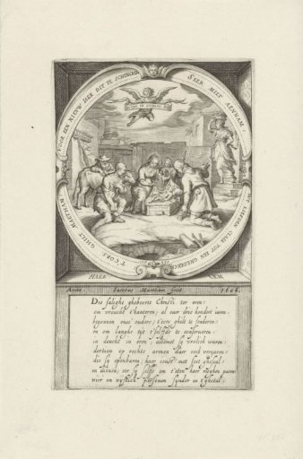 New Year's print with Adoration of the Shepherds