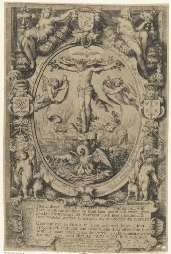 Crucifixion in an allegorical frame