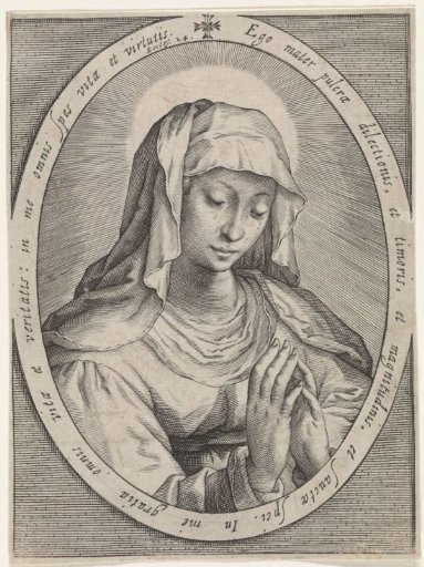 Bust of Mary, in oval