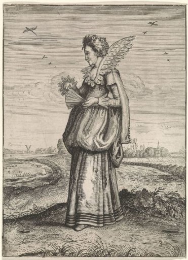 Elegant lady, opening her fan