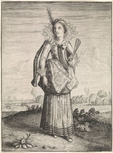 Elegant lady with headdress with feather
