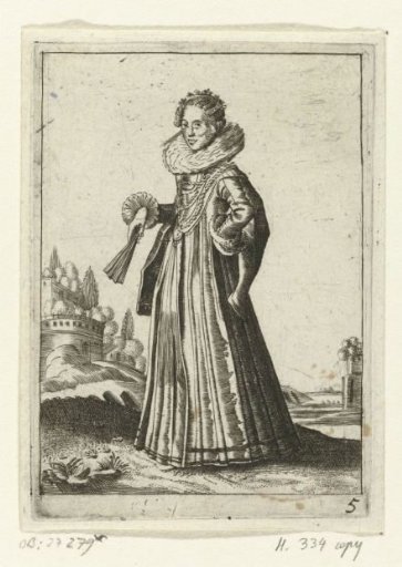 Elegant lady with wide pleated collar