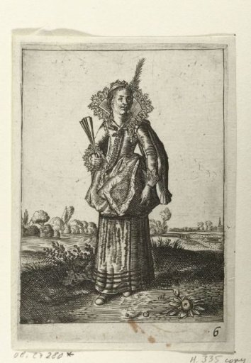 Elegant lady with headdress with feather
